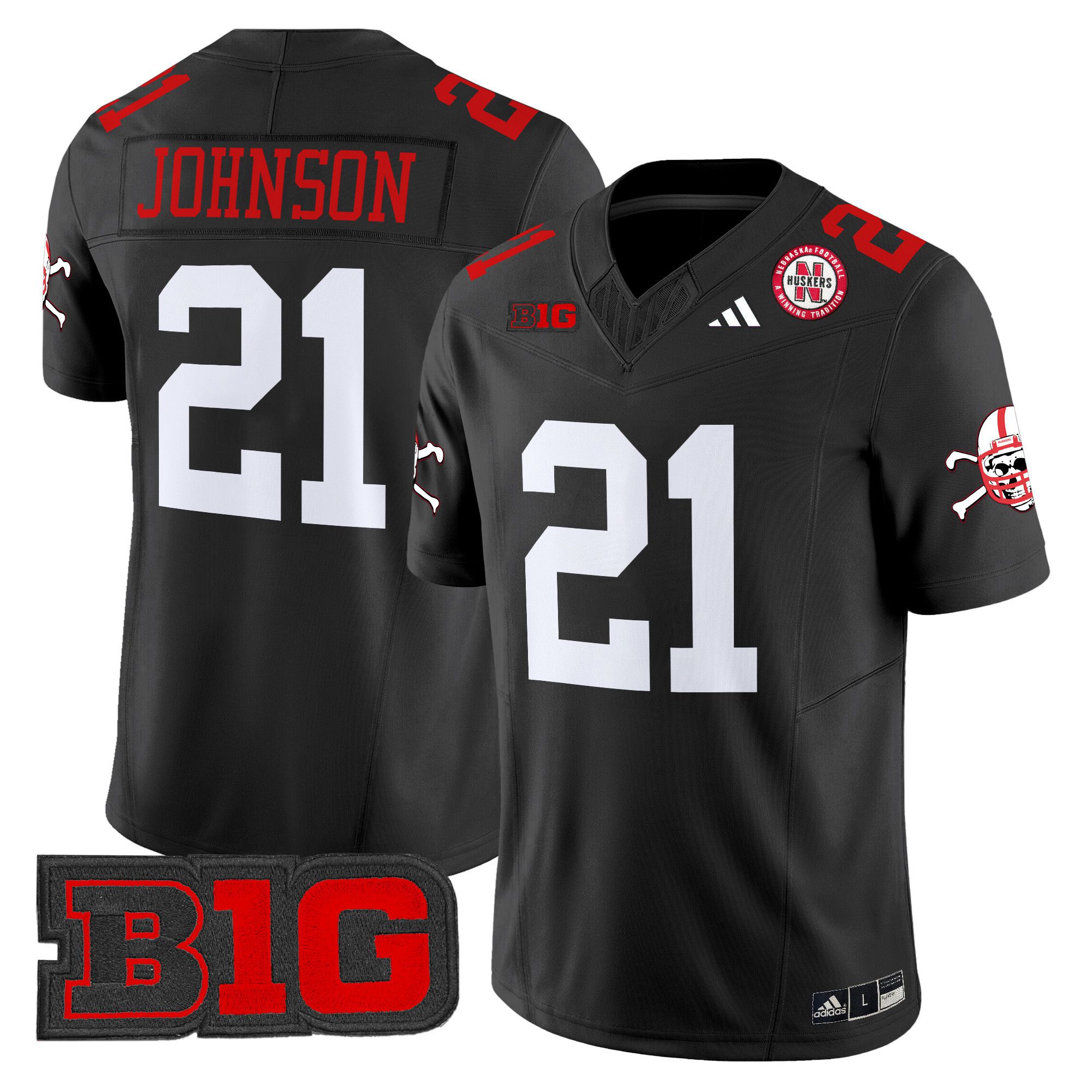 Men Nebraska Cornhuskers #21 Johnson Black 2024 Vapor Limited NCAA Jersey style 1